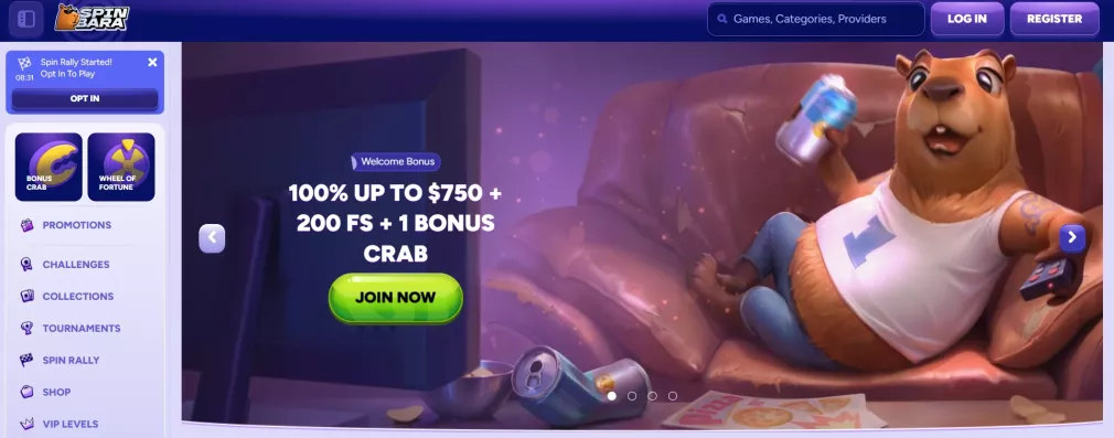 Spinbara Casino – 100% bis zu 500 € + 200 Freispiele Willkommensbonus